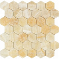2 x 2 Polished Honey Onyx Hexagon Mosaic Tile